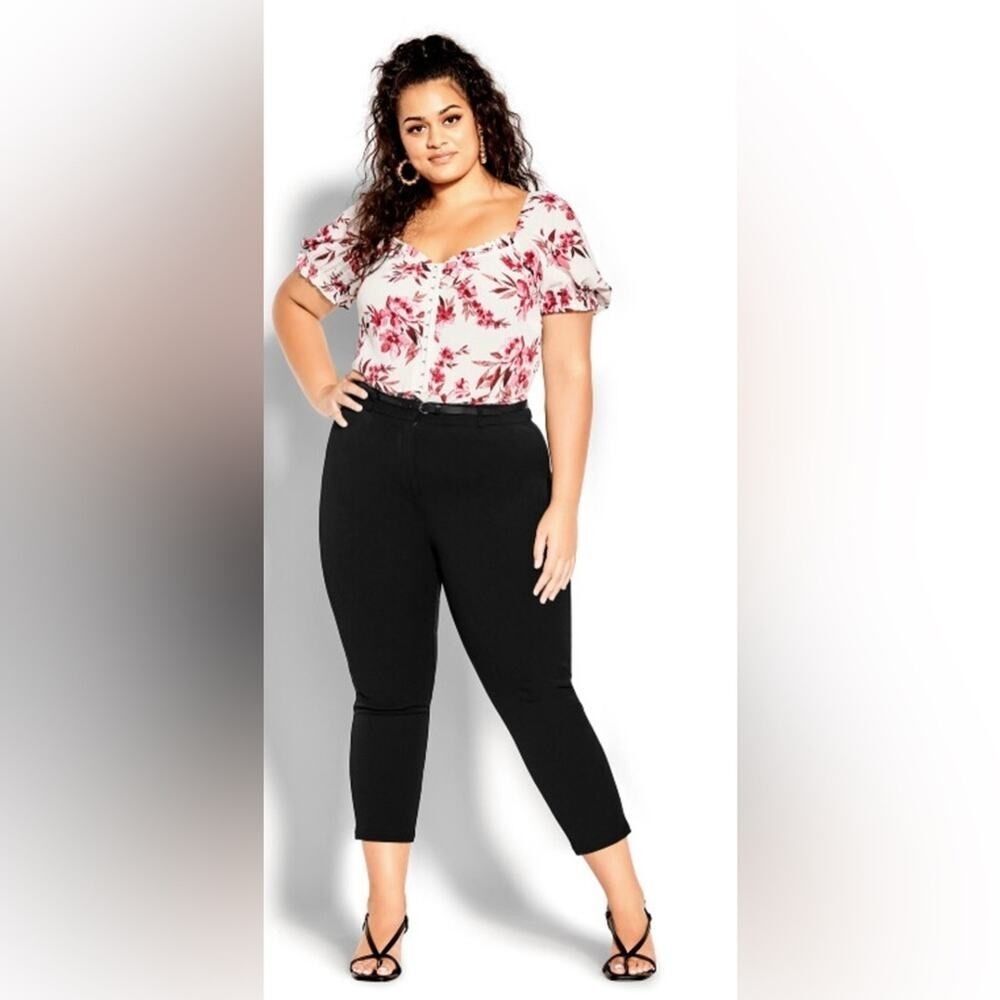 City Chic Black Pants with Belt Size 14